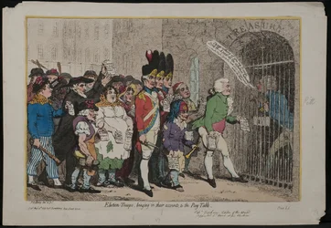 Wahltruppen bringen ihre Abrechnungen zum Zahltisch, 1788